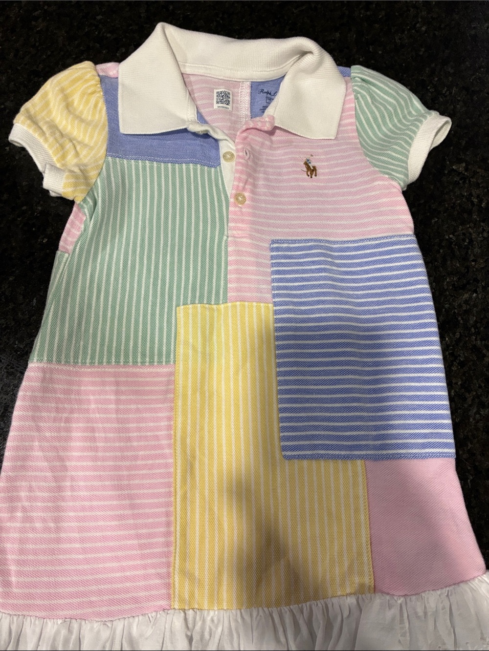 Ralph Lauren Pastel Patchwork Polo Dress in Pink, Yellow, Green & Blue
